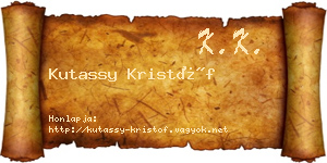 Kutassy Kristóf névjegykártya